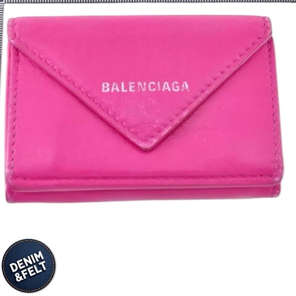 Balenciaga Pink Leather Papier Logo Mini Compact Trifold Wallet | PRELOVED🩷🩷 - Picture 10 of 10